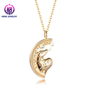 Minimalist 18K Gold Plated Moon Pendant Women's Silver Jewelry Embedded with Sheep Wedding Engagement Anniversary Gift Wholesale