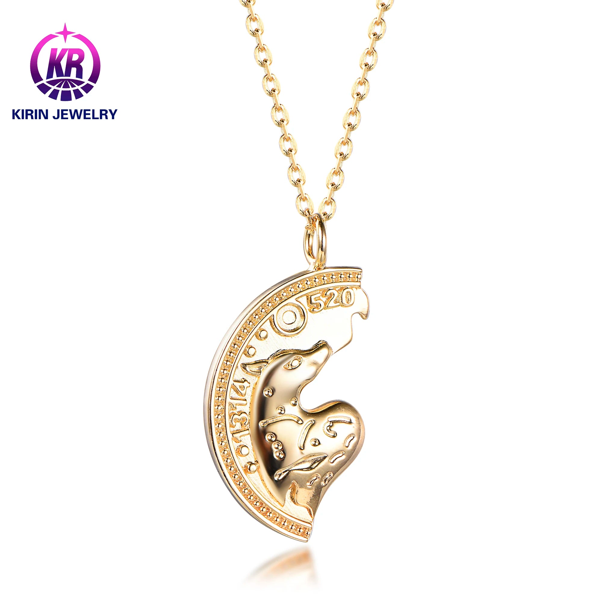 Minimalist 18K Gold Plated Moon Pendant Women's Silver Jewelry Embedded with Sheep Wedding Engagement Anniversary Gift Wholesale