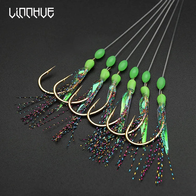 CHILENT Fishing Hook High Carbon Hairtail Bionic String Hook Saltwater Boat Fishing Accessories Hairtail Hook String With 6hooks