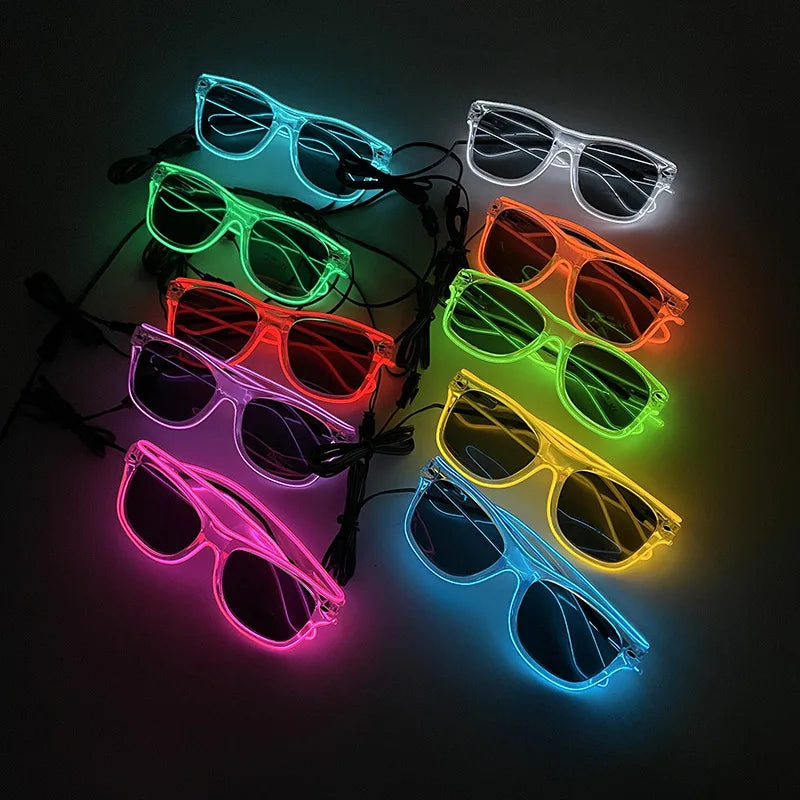 2026 New Update Wholesale Fancy EL Luminous Glasses Props Cyberpunk Dance Show Carnival Party Performance Led Light Glasses