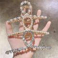 Wedding Hair Accessories Crystal Metal Rhinestone Hair Claw Clips Large Size Pearl Hair Clips