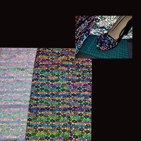 Wholesale Custom Black rainbow Colorful Nylon Polyester Floral Print Reflective Lace Mesh Fabric Leather for Fashion Shoes Hats