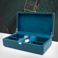 Custom Leather Large Rectangle Jewelry Box Divided Interior Watch Collection Case for Glasses