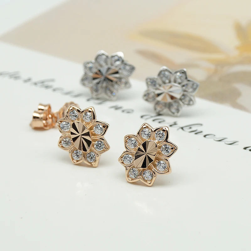 Vintage Womens Jewelry Zircon Stud Rhodium Plated Western Non Tarnish 925 Silver Earrings