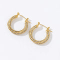 Fashion Waterproof Stainless Steel Jewelry Statement Hoop Women 18K Pvd Gold 316L Stainless Steel Zircon Huggie Earring