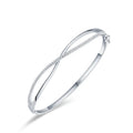 Bulk Sale Custom Made Cuff Wrist Jewelry Bracelet 925 Sterling Silver Simple Line Cross Zircon Open Bangle Fine Jewelry
