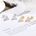 Pure Silver 925 Triangle Gemstone Claw Stud Earrings for Women Dainty Geometric Ear Jewelry
