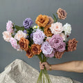 M831 Artificial Wedding Decoration 3 Heads Single  Silk Rose Flowers Centerpiece Flower Decor