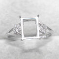 Sterling Silver 7*8mm Semi Mount Ring Square Shape Empty Frame Blank Claws Setting S925 Base Without Center Stone for Inlay DIY