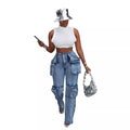 Cargo Jeans Women Big Pocket Loose Female Denim Pants 2024 Spring Winter Casual Straight Trousers with Multi Pockets