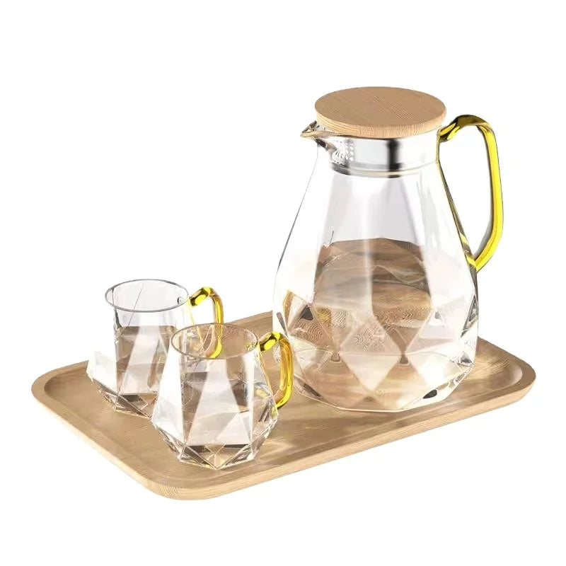 Hot Sale New Year Gift Glass Jug Teapot with Cup