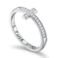 Huitan S925 Wholesaler Minimalist Style Cross Shaped Imitated Diamond Finger Rings for Fashion Party Women Rings Sterling Silver