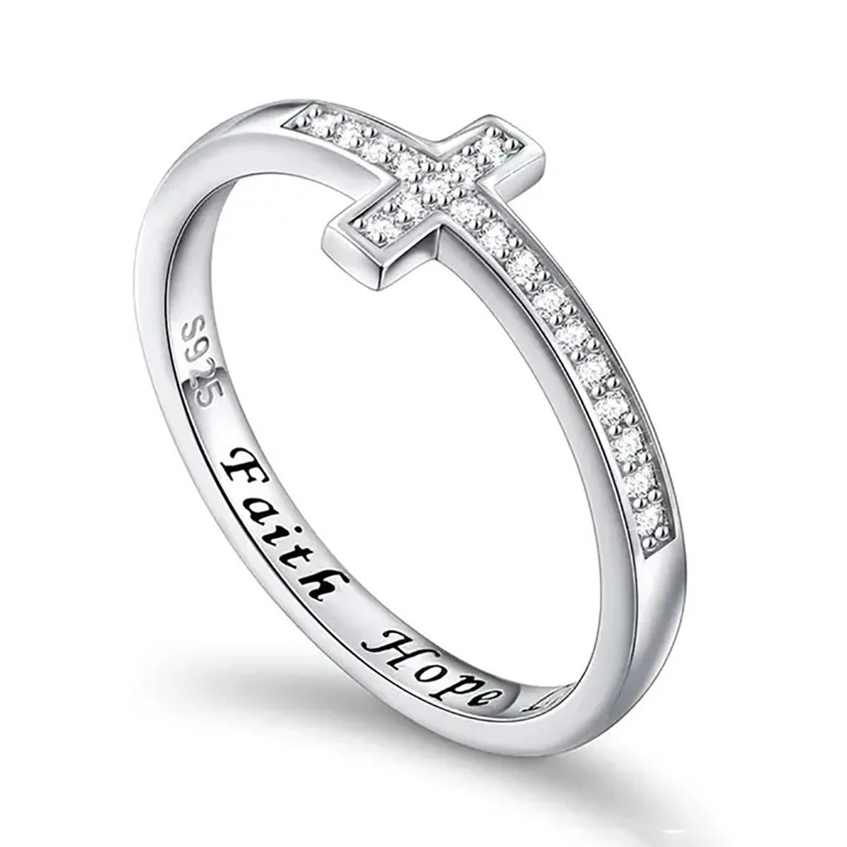 Huitan S925 Wholesaler Minimalist Style Cross Shaped Imitated Diamond Finger Rings for Fashion Party Women Rings Sterling Silver