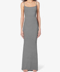 Casual Summer Fit Fashionable Natural Waistband Neck Floor-Length Dress-Breathable Knitted Eco-Friendly Washable Solid Pattern