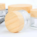 Glass Cream Jar 5g 10g 20g 30g 50g 100g Wood Grain Lid Plastic