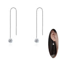 Fashion NEW Round Diamond Threader Earrings Cubic Zirconia Dangle Pull Through Earring Woman Adjustable Box Chain Thread Earring