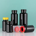 IN STOCK 80ML 100ML 150ML 200ML Black Empty Plastic PET Bottles Jars Pill Health Care Supplement Tablet Candy  Capsule Box
