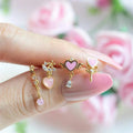 Gaby New Heart Cartilage Earring Cute Pink Brass Helix Piercing Ear Studs Wedding Party Jewelry for Gifts