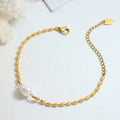 Waterproof 18k Gold Plated Jewelry Freshwater Pearl Baroque Bracelet Stainless Steel Beads Chain Women
