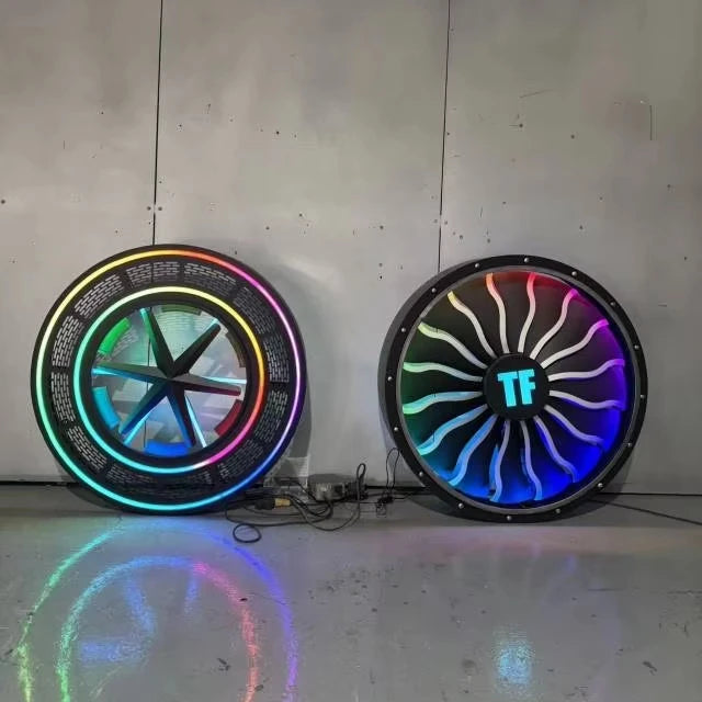 2026 NEW Design Glow Atmosphere Light Wall Decor Metal Crafts Creative 3D Fan Wall Decor Background Decoration for Bar