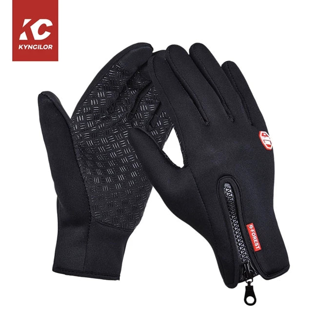 Kyncilor Full-Finger Fleece Gloves Black for Touch Screen Waterproof Winter Running Gloves for Men Women for Cycling Outdoor Spo