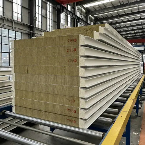 High Quality Steel Fireproof Rock Wool Sandwich Panel for Workshop Roof Industrial Design-Factory Direct Wholesale