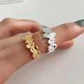 Ins Simple Geometric 925 Sterling Silver 18k Gold Plated Stack Irregular Ring Fashion Jewelry for Women