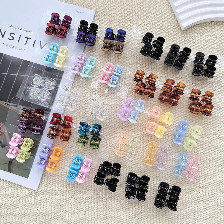 Sayoung Fashion Woman Girls Kids Daily Salon Hair Accessories 12pcs One Set Transparent Black Colorful Glossy Matte Mini Clips