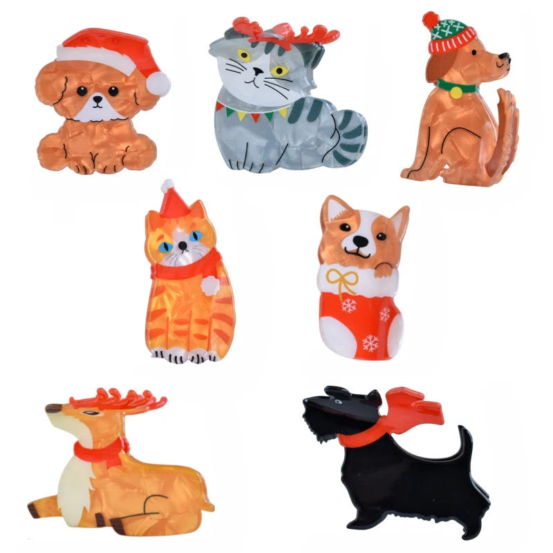 KUACHI New Cartoon Christmas Series Elk Animal Hair Claw Cute Christmas Claw Clip Hair Children Christmas Hair Accessories