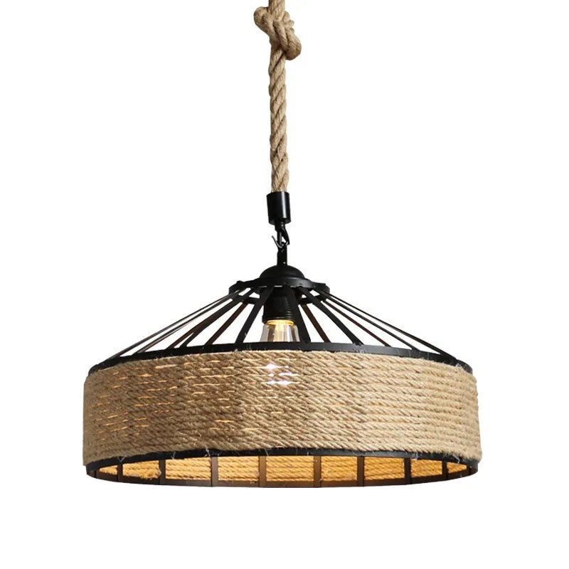 Modern Simple Design Living Room Hotel LED Chandelier Hemp Rope Pendant Restaurant