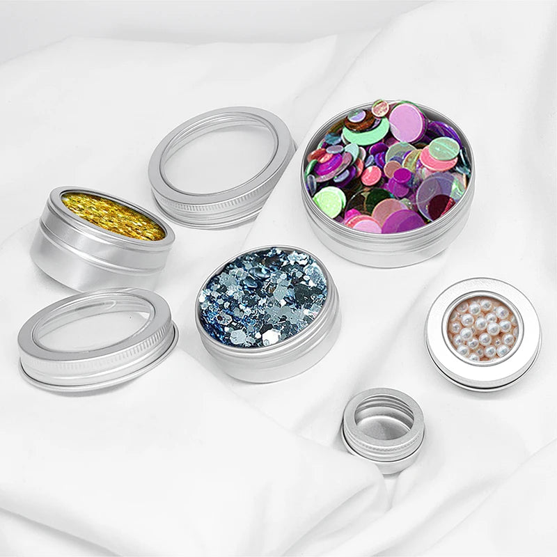 Customizable 50ml 100ml 150ml Metal Packaging Tin Can Window Earrings Bracelets Tea Featuring Custom Logo Aluminum Jar Stickers