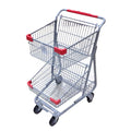 Tongshun Wholesale 4 Wheels Stainless Steel Shopping Cart Supermarket Cart Foldable Shopping Trolley Zinc Plated Powder Coated