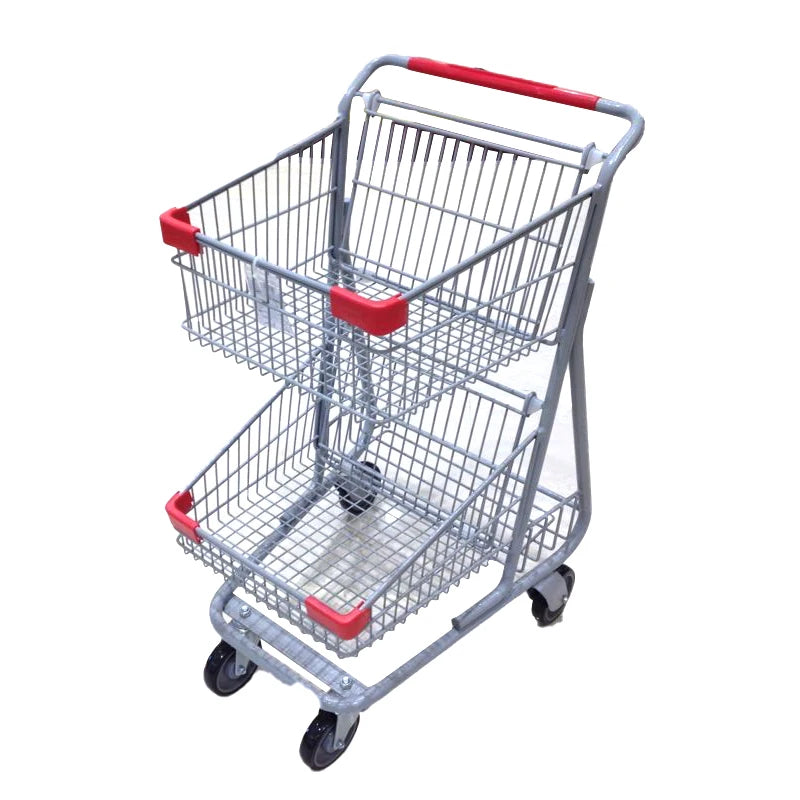 Tongshun Wholesale 4 Wheels Stainless Steel Shopping Cart Supermarket Cart Foldable Shopping Trolley Zinc Plated Powder Coated