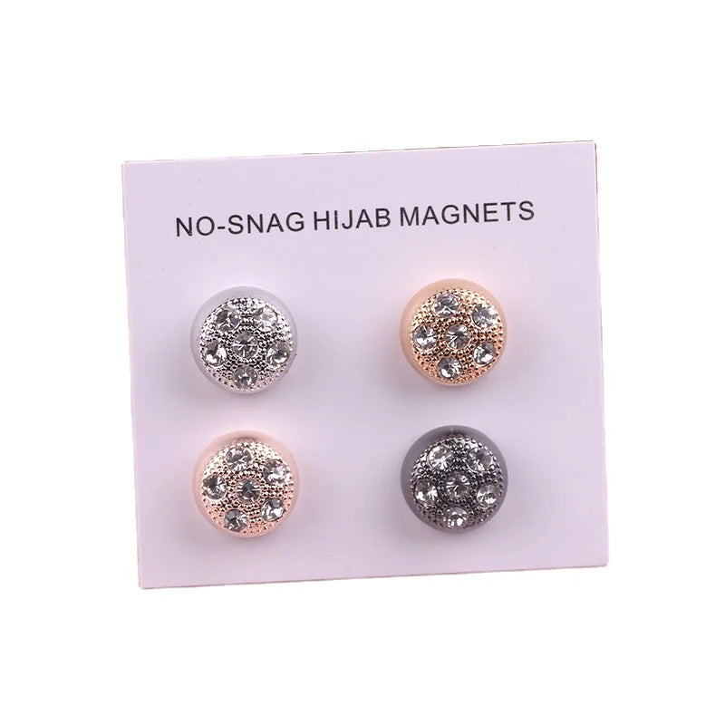 Custom Cross-Border Dual-Purpose Zircon Alloy Brooches Strong Magnetic Multi-Color Muslim Silk Scarf Pins Parties Weddings Gift
