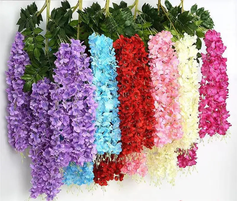 K02116 Wholesale Wedding Arch Hanging Decorative Faux Artificial Flower Wisteria Garland Vine Silk Artificial Flower Wisteria
