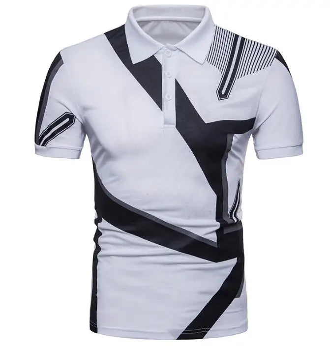 Summer Sports Men's Polo Shirt Color Blocking Short Sleeved Fashionable Urban Wear Casual Men's T-shirt