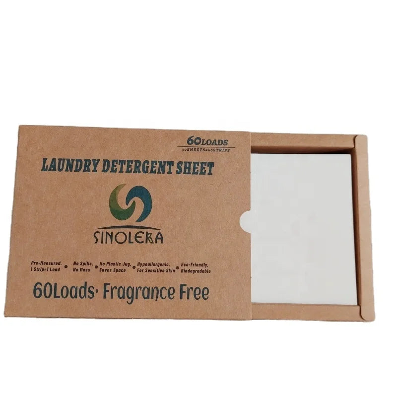 SINOLEKA Solid Plant-Based Formula Hypoallergenic Low Foam Fragrance Free Eco-Friendly Unscented Laundry Detergent Tablets