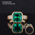 Starsgem Luxury Wedding Rings Asscher Cut 10k Gold Lab Emerald Ring for Women Wholesale From China Engagement Parties