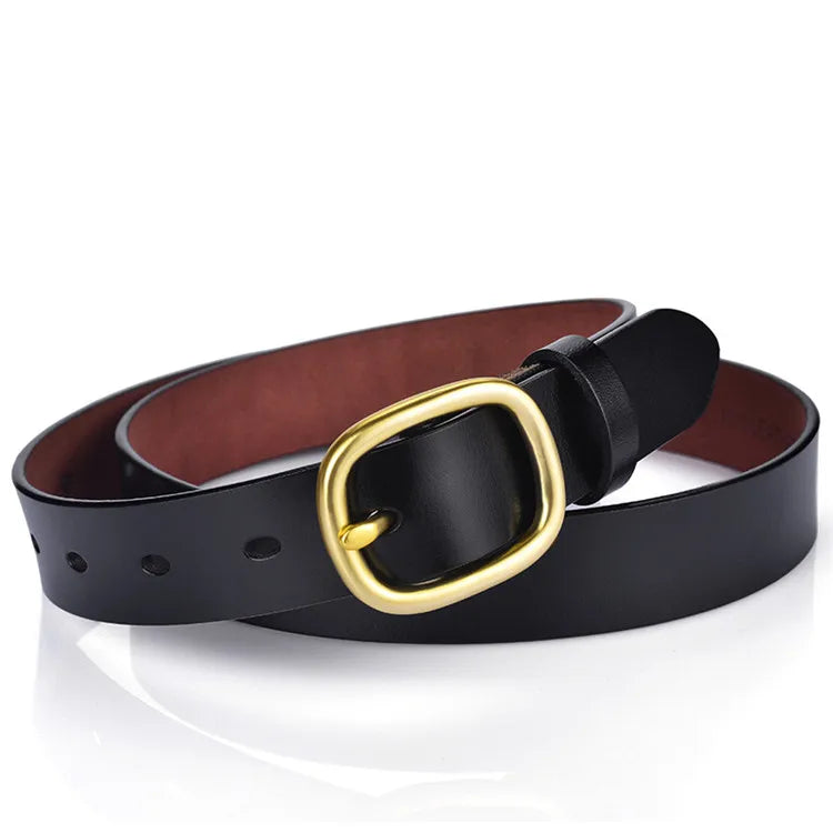 New Style Colorful Genuine Leather Luxury Belts Adjustment Pin Buckle Women Dresses Decorative Leather Belt