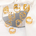 HOVANCI New Trend Fashion 7 Gold Ring Women's 18K Gold Plated Stainless Steel Adjustable Finger Rings Women
