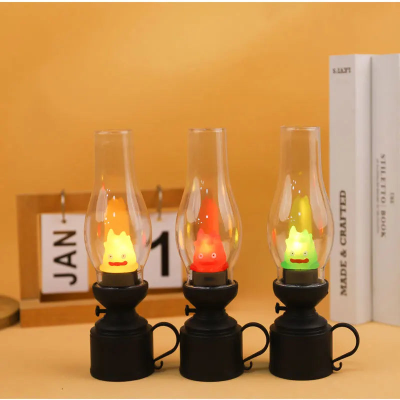 Creative Decoration Flameless Candle Holder Plastic Calcifer Lamp With Button Battery