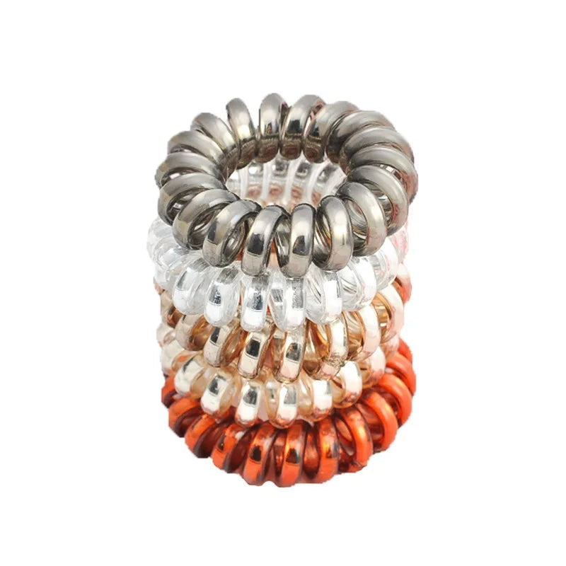 AA00194 Corkscrew Spin Hair Ties Women Elastics Phone Core Spiral Ponytail Hair Rope Hairband