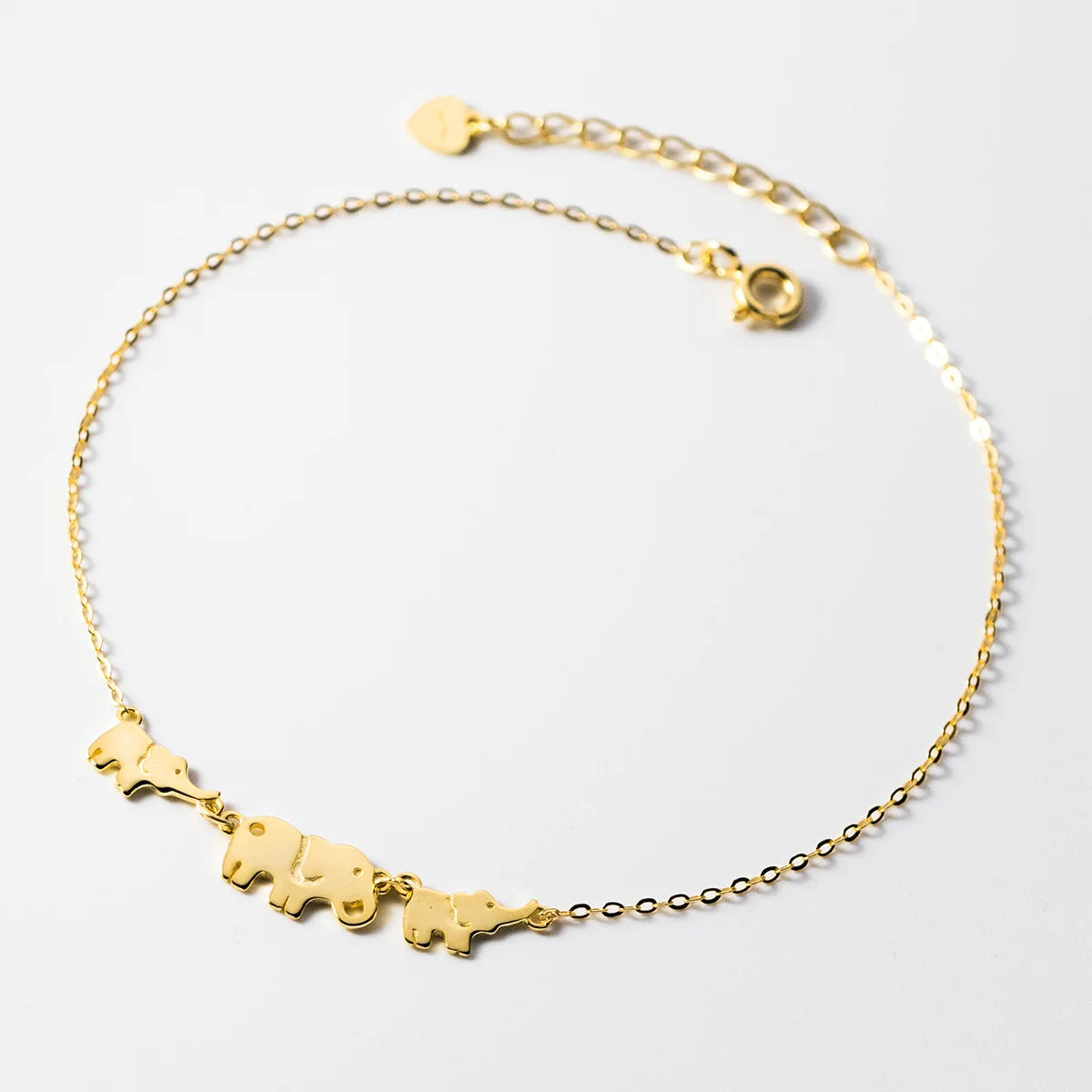 Fashion Minimalist Jewelry 925 Sterling Silver Simple Lovely Animal Three Elephants Gold Plated Anklets for Women