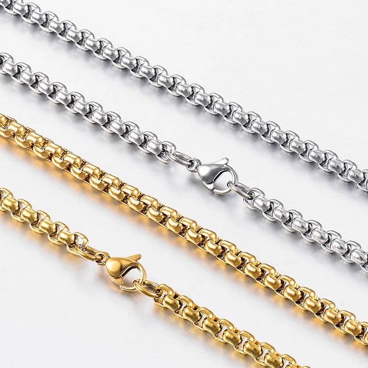 Vintage Style Stainless Steel 2mm 2.5mm 3mm Width Rope Chain 45-80 cm Silver/Black/Gold Color Necklace Jewelry Chain