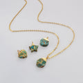 Gold Plated Wholesale Heart Star Stainless Steel Jewelry Natural Turquoise Pendant Necklace Women