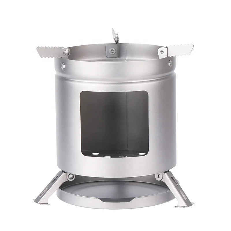 Outdoor Stainless Steel Mini Portable BBQ Camping Hiking Fire Wood Burning Stove Kitchen Cookware Accessories