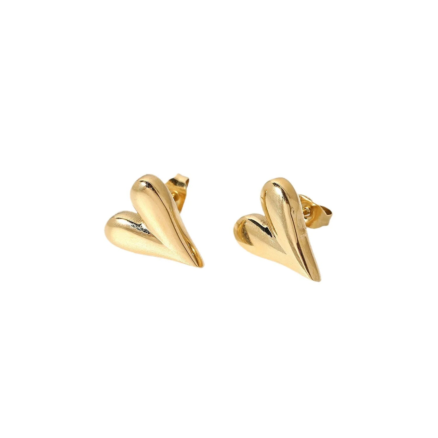 Personality Minimalist New 18K Gold Plated Heart Earrings Chic Stainless Steel Anti Allergy Evening Earrings Jewelry for Girl