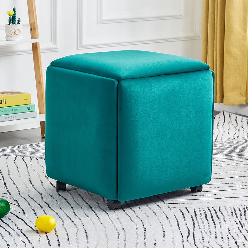 Space Saving Design Furniture Smart Cube Hidden Seats Multifunctional 5 in 1 Expand Transforming Folding Ottoman Stools