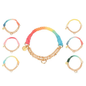Popular Custom Design Hand Woven Cotton Rope Rainbow Braided Outdoor Training All Reasons Pet Collar for Dogs and Cats