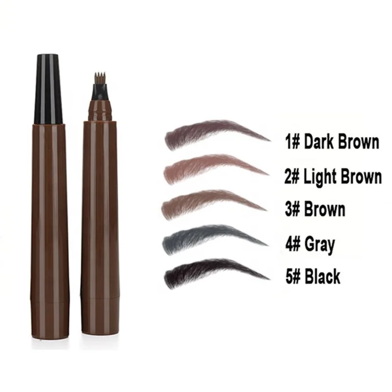 TikTok Hot Selling 4-Tip Liquid Eyebrow Pencil Waterproof Tattoo Pen Kit Custom Private Logo 3D Lasting Beard Filling for Men